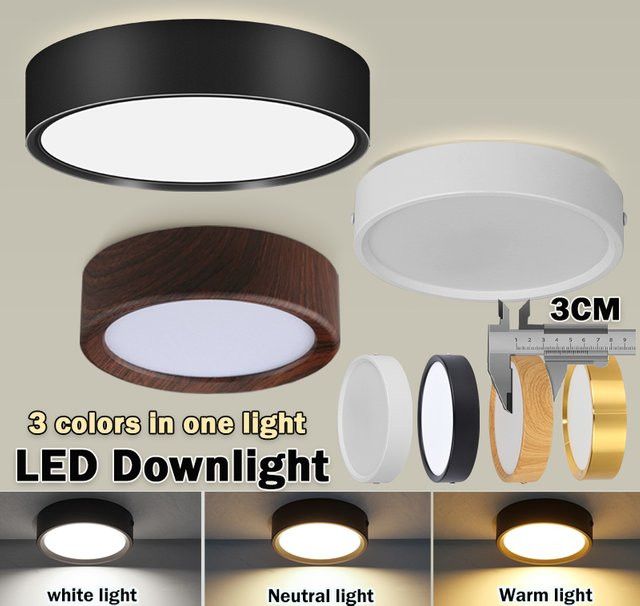 CANMEIJIA Dreifarbige LED-Downlights zur Oberflächenmontage für Innenräume und Badezimmer - Bild 1