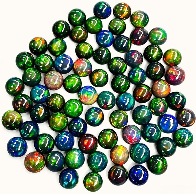 CKNZ Schwarzer Opal, runder Cabochon, Edelstein - Bild 1