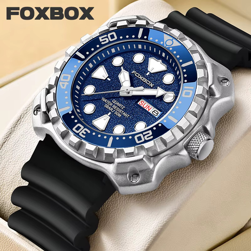 FOXBOX Armbanduhr Quarz, Silikon, Blau, Herren - Bild 6