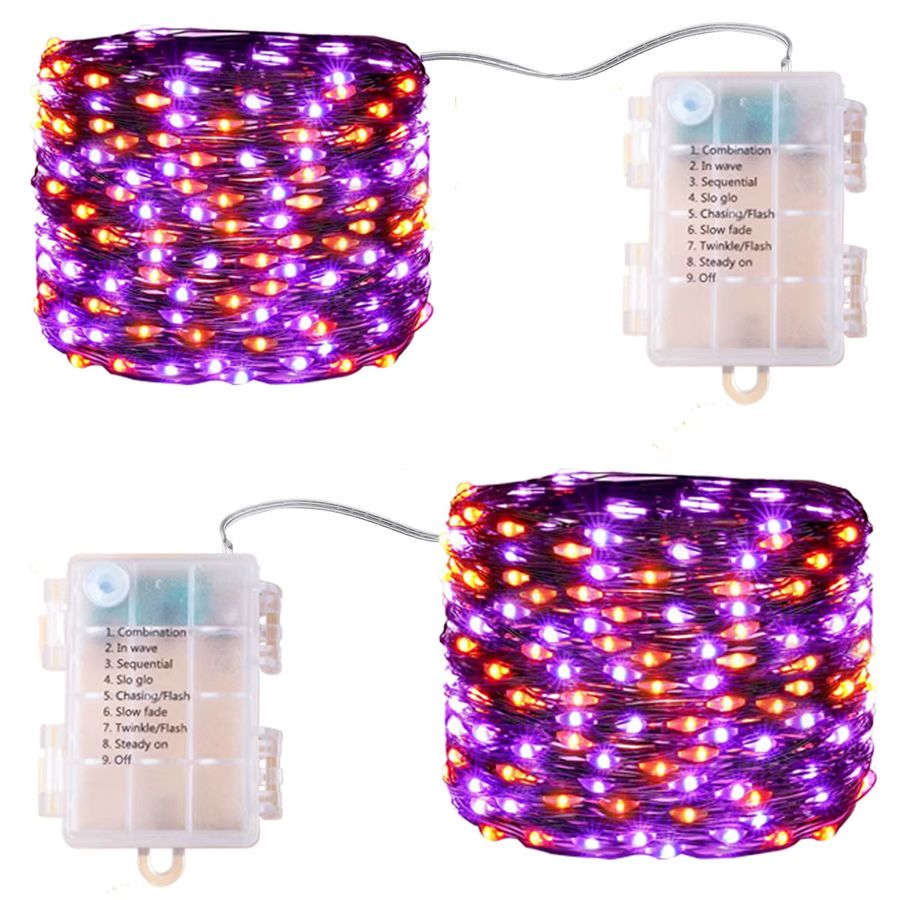 Topdii LED Halloween Lichterkette Batteriebetrieben in Lila und Orange für Outdoor und Party-Dekoration - Bild 4