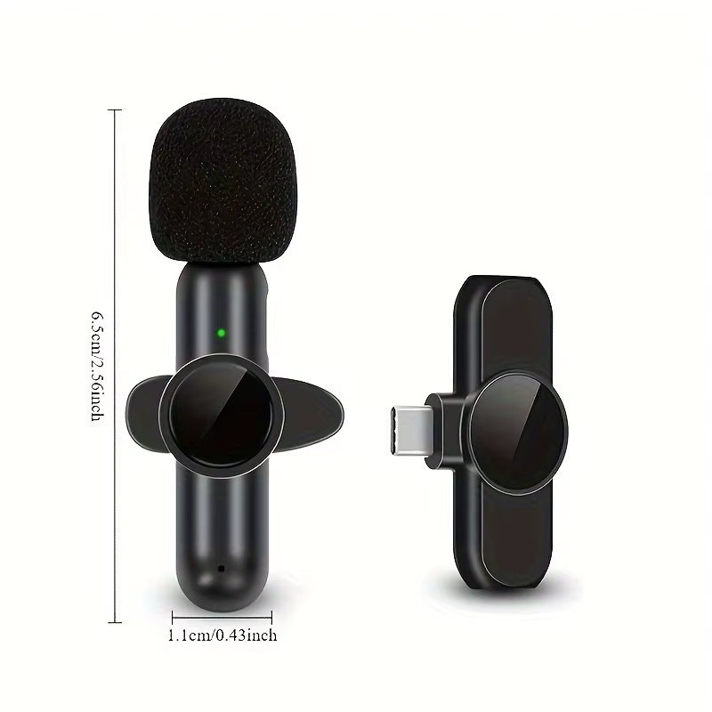 Basix Mini Wireless Lavalier Mikrofon mit USB-C und Noise Cancelling in Schwarz für Streaming und Videoaufzeichnung - Bild 2