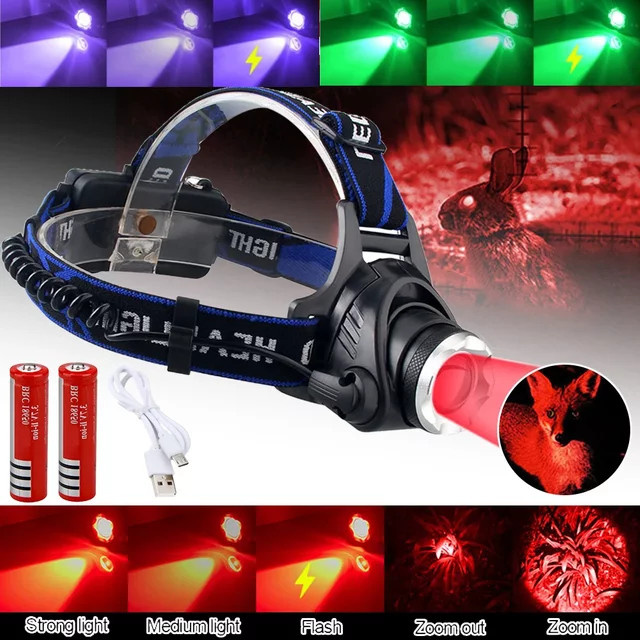 VASTFIRE LED Taschenlampe mit Rotlicht und Zoom für Outdoor, Camping und Jagd, Schwarz - Bild 1