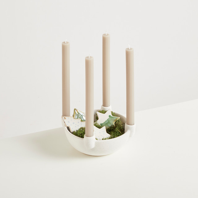 BLUME2000 Adventsschale Christmas Simplicity aus Keramik in Weiß im nordischen Minimalismus-Stil - Bild 1