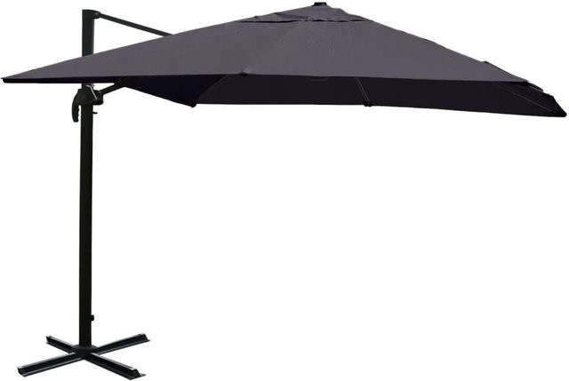 MCW Gastronomie-Ampelschirm A96 aus Aluminium und Polyester in Anthrazit, B/T: 350 x 350 cm, Durchmesser: 495 cm, ohne Ständer - Bild 1