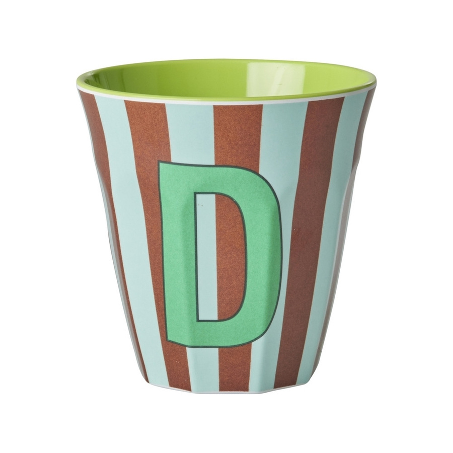 Rice Melamin Becher Buchstabe D mit Streifen in Blau, 250 ml - Bild 1