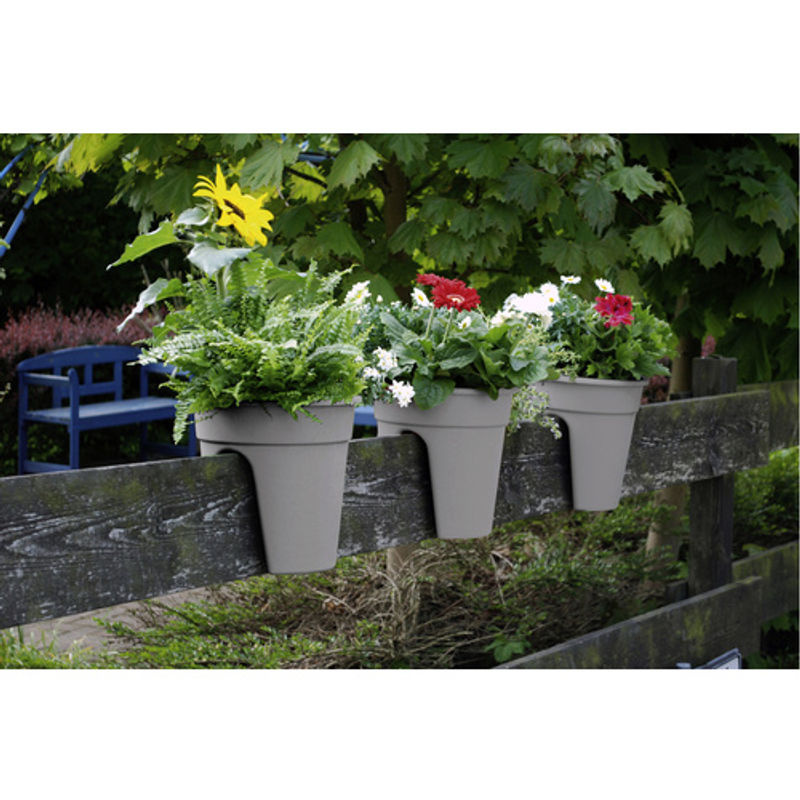 KHW Flowerclip Geländerblumentopf 3er Set Grau - Bild 4