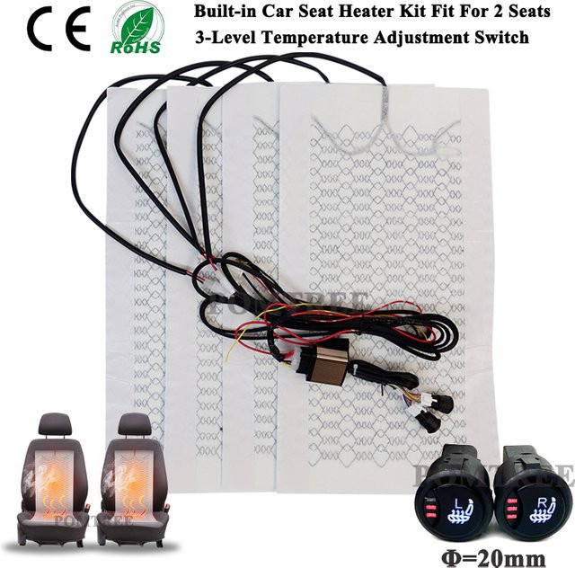 Universelles 12 V Autositz-Heizungsset für 2 Sitze mit 27 W Kohlefaser-Heizkissen und Dual-Control-Schaltersystem in 3 Stufen - Bild 1