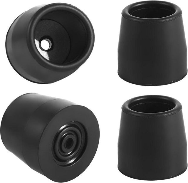 Fengchou 4 Stück Rutschfeste Schräg Gummi-Spitzen Saugnapf Schutzkappe für Duschstuhl Beinkappen für Kinder und Senioren, Durchmesser: 25 mm, Schwarz - Bild 1