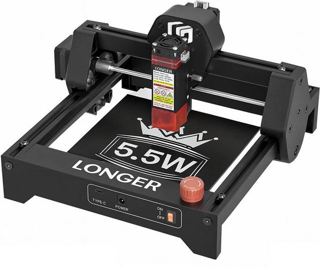 RAY5 Mini-Lasergravurmaschine in Schwarz mit 5,5 W, 12000 mm/min Geschwindigkeit und einem Arbeitsbereich von 130 x 140 mm für DIY-Projekte und CNC-Anwendungen - Bild 1