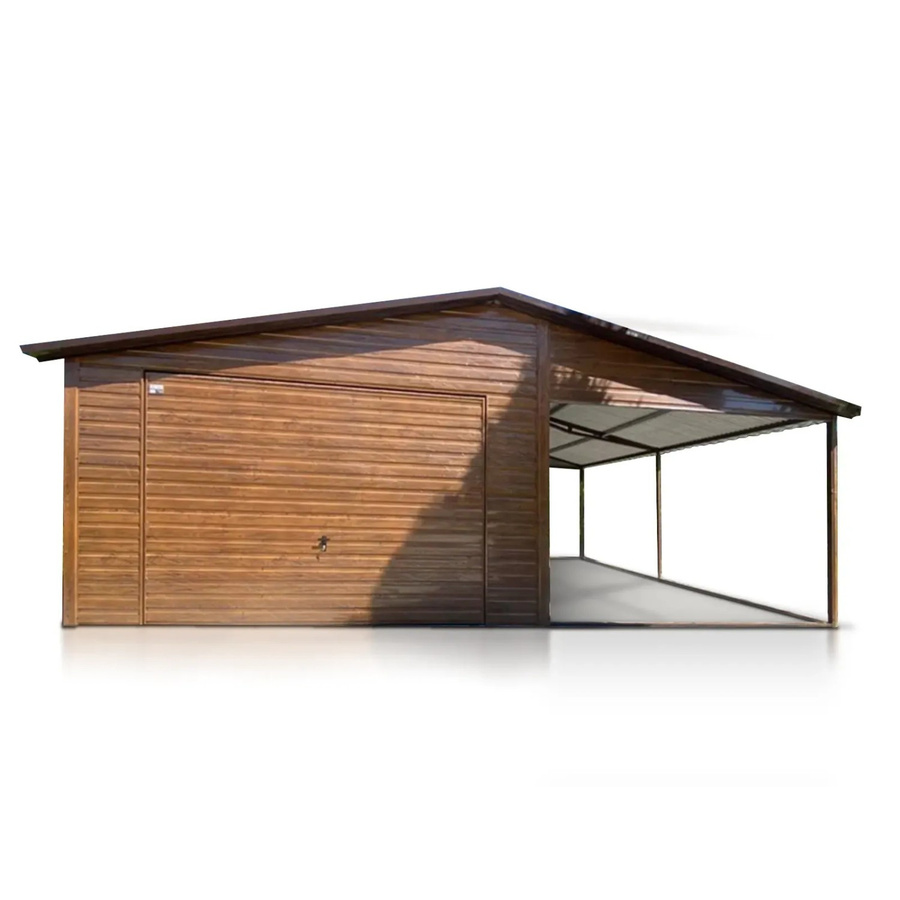 Liderstal Einzelgarage Basic aus Blech mit Satteldach und Schwingtor in Holzoptik Braun, B/T/H: 600 x 400 x 280 cm - Bild 2