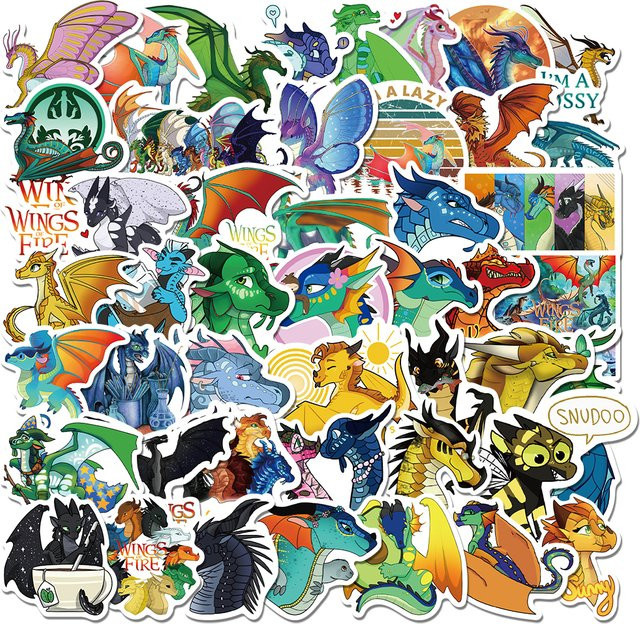 Wings of Fire Vinyl-Aufkleber, Cartoon-Motiv, 50-teiliges Set - Bild 1