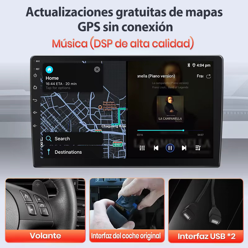 Junsun Wireless CarPlay und Android Auto Autoradio für Audi A3 2 8P (2003-2013) mit IPS Touchscreen, GPS, WiFi, 4G, Bluetooth und DAB+ in Schwarz - Bild 5