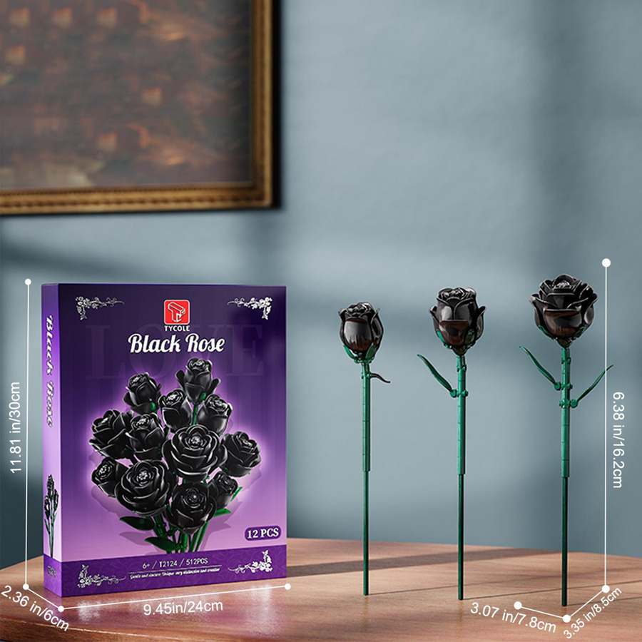 YCOLE Schwarze Rose Bündel Bausteine 12-teiliges Set - Bild 4