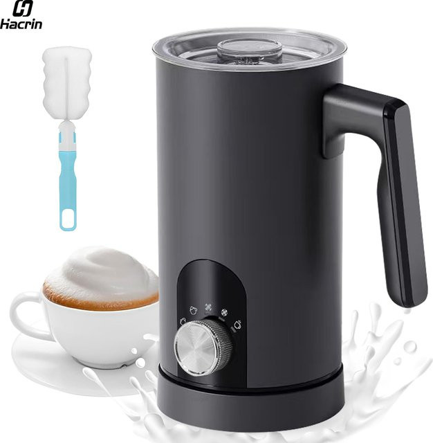 Elektrischer Milchaufschäumer von ragee, 5-in-1 Heiß- und Kaltmilchmaschine für Kaffee, Cappuccino und Latte, Farbe: Schwarz - Bild 1