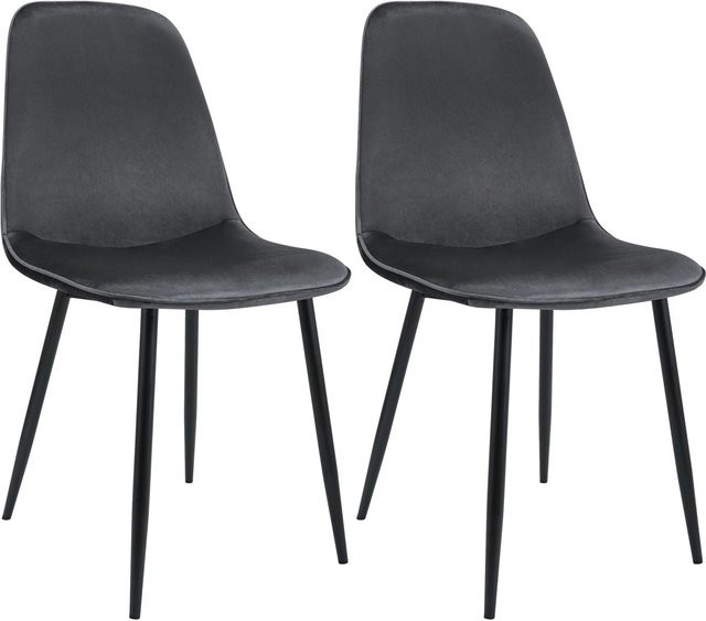 DELUKE 2er Set Esszimmerstühle RAZON aus Samt in Dunkelgrau, B/T/H: 45 x 54 x 88 cm - Bild 1