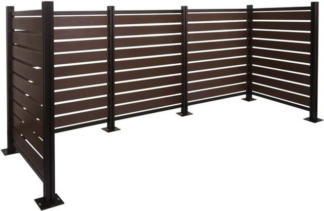 MCW Alu Mülltonnen-Zaun K57 Mülltonnenverkleidung in Holzoptik Braun B/H/T: 300 x 130 x 110 cm - Bild 1
