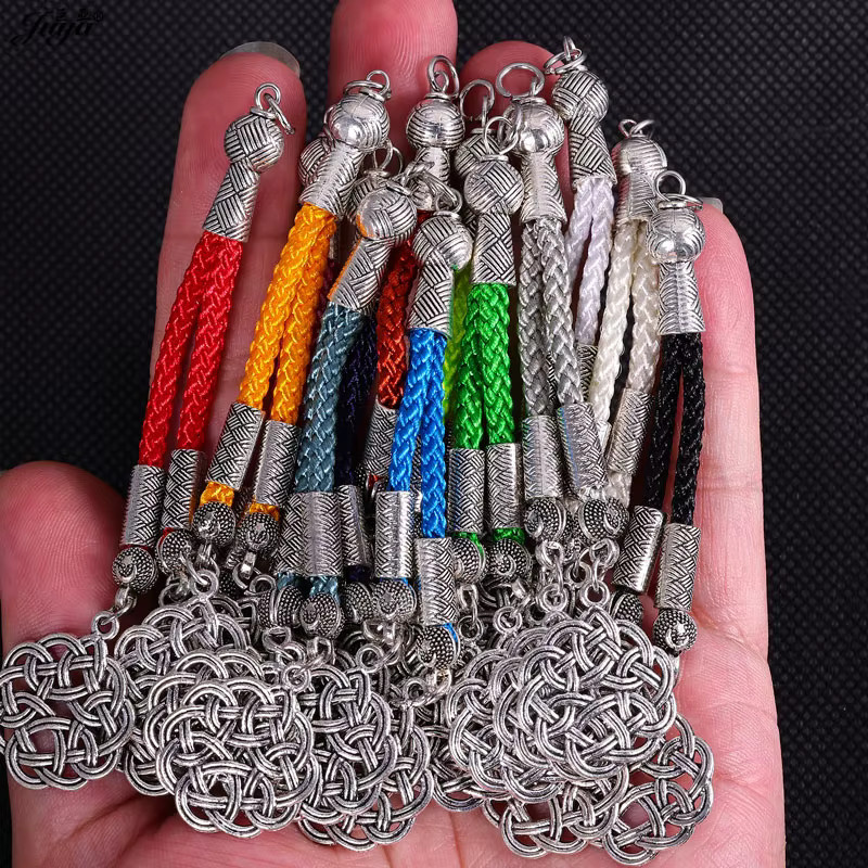 Juya Anhänger Charms, Geflochtenes Seil Quaste, Silber, Unisex - Bild 3