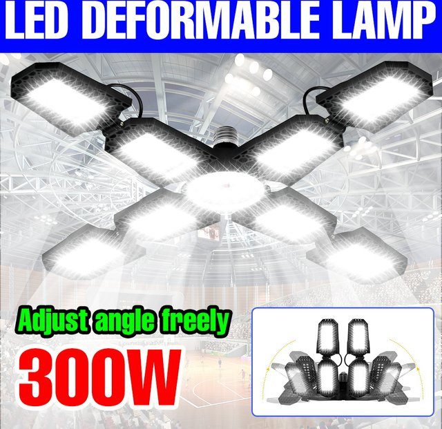 CanLing 300W LED Garage Lampe E27, verformbarer Strahler in Weiß mit warmweißem Licht für Werkstatt und Lager - Bild 1