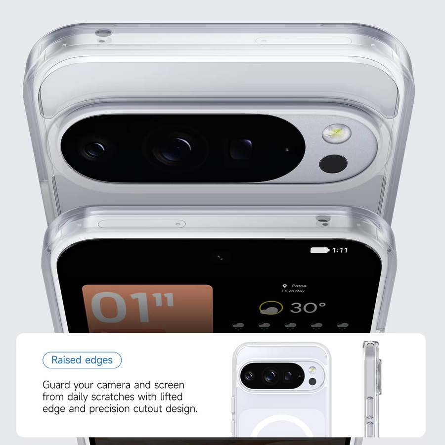 Transparente magnetische MagSafe Handyhülle für Google Pixel 10 9 Pro XL 9A aus stoßfester PC-Hartschale in Weiß - Bild 3