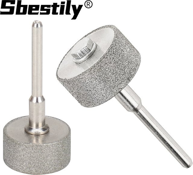 Sbestily Diamant-Schleifscheibe Mini Zylindrischer Schleifkopf 20mm für Dremel Rotationswerkzeug zum Schleifen von Stein, Schmuck, Keramik und Holz in Silber - Bild 1