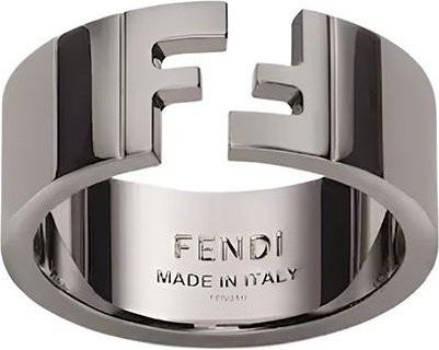 Fendi Kupferring, FF Muster Logo, Grau, Schwarz, Unisex - Bild 1