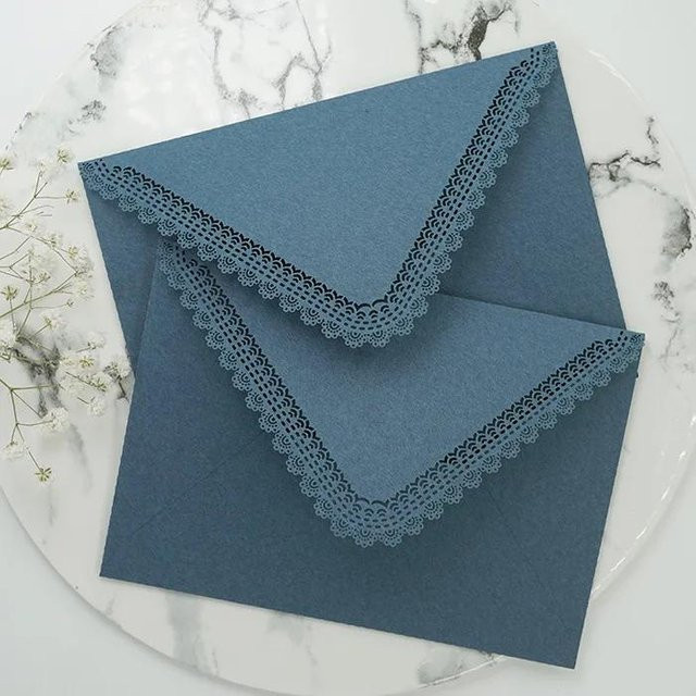 5 Stück Vintage Spitzenumschläge von Yiran Furniture in Blau für Hochzeiten, Partys und Einladungen - Bild 1