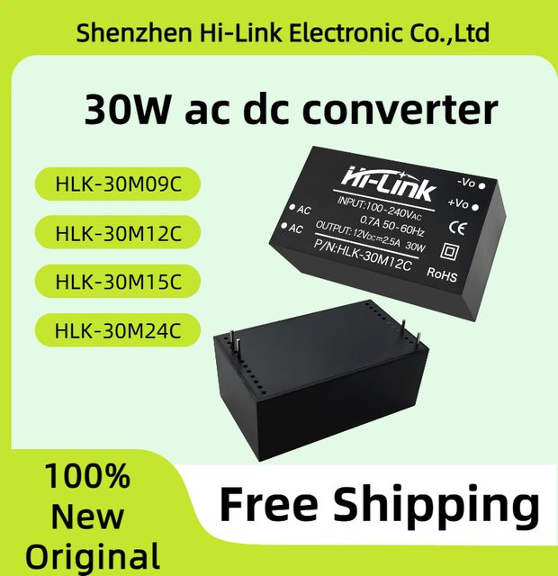 bibikoo AC DC Netzteil Modul HLK-30M12C 30M24C 30W Einzelausgang Konverter mit EMC in Schwarz - Bild 1