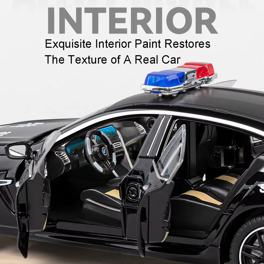 MAKEDA M8 MODELL Y Polizeiauto, Modell Spielzeug, 1:24, Metall, mit Licht und Sound - Bild 4