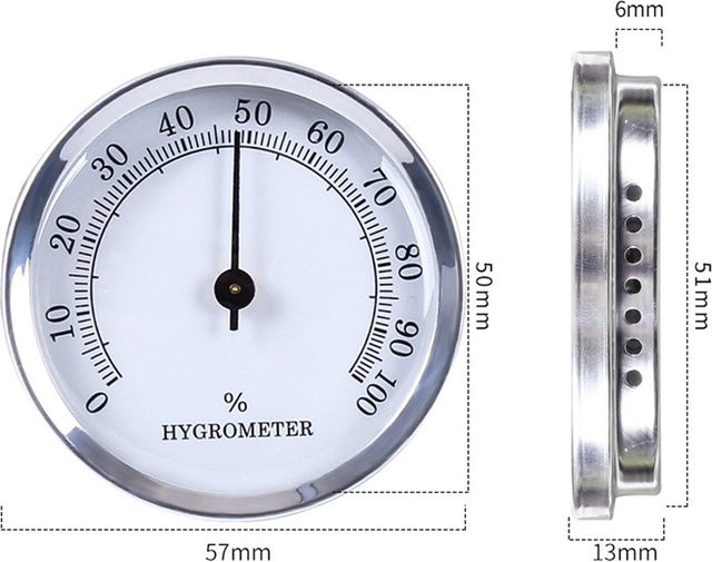 Mechanisches Hygrometer von FARAJIAJ, Luftfeuchtigkeitsmesser mit Magnet, Silber, 57 mm - Bild 1
