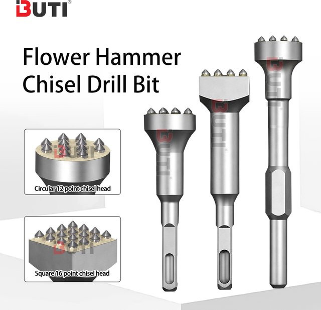 BUTI Blumen-Hammermeißel-Haarkopf in Silber zur Erstellung von Litschi-Oberflächen auf Betonwänden - Bild 1