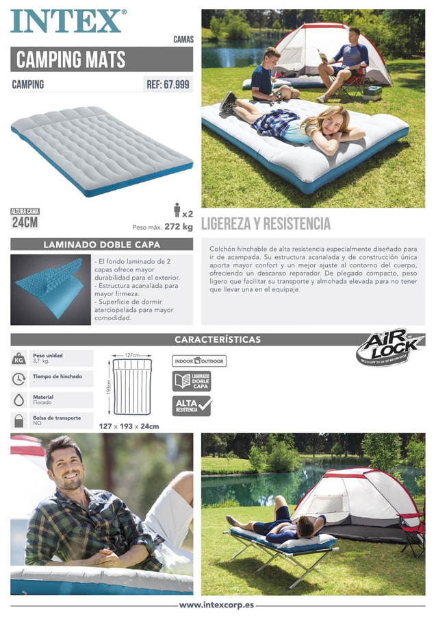 Intex Doppel-Campingmatratze Weiß Blau B/T/H: 127 x 193 x 24 cm - Bild 3