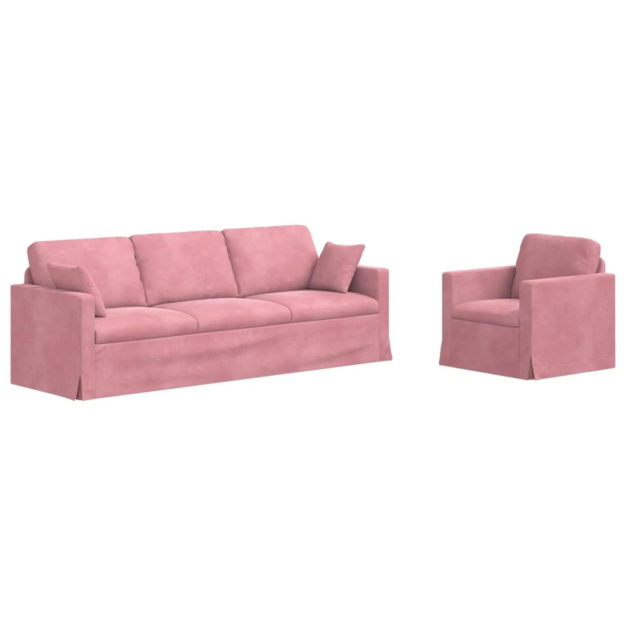 vidaXL Sofa 2-teilig in Rosa aus Samt mit Metallrahmen, B/T/H: 228 x 78 x 80 cm - Bild 2