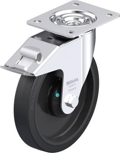 Blickle Stahlblech-Lenkrolle LE-POEV 201KAD-FI in Schwarz und Silber mit Rad-Durchmesser 200 mm und einer Tragfähigkeit von max. 300 kg - Bild 1