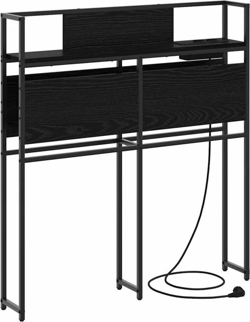 vidaXL Stauraum-Kopfteil in Schwarz und Eichen-Optik mit integriertem Regal und USB-Ladeport, Breite: 80 cm - Bild 1
