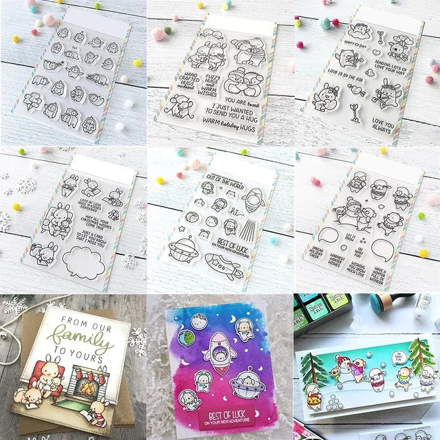 Fuzzy Hugs Stanzformen und Stempel Set für Scrapbooking und Kartenhandwerk, Multicolor - Bild 1
