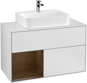 V&B Waschtischunterschrank Finion 100 in Weiß lackiert mit linkem Regal und Wandventilator B/T/H: 100 x 50,1 x 50,1 cm - Bild 1