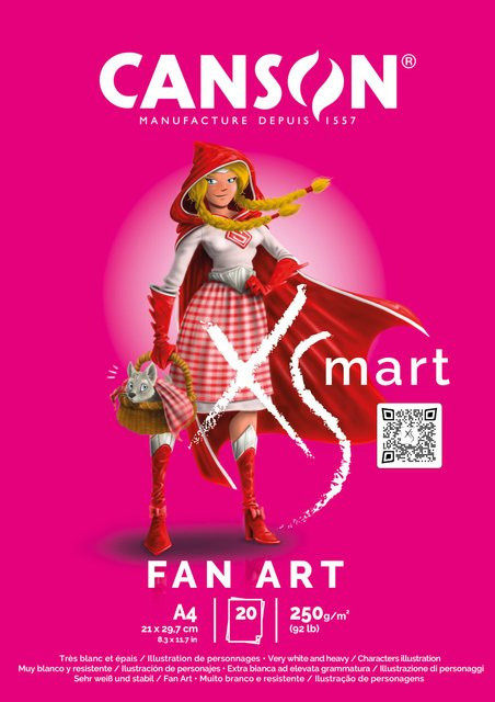 Canson Fan Art Block Papier in Weiß, 20 Blatt DIN A4, 250g/m² - Bild 1