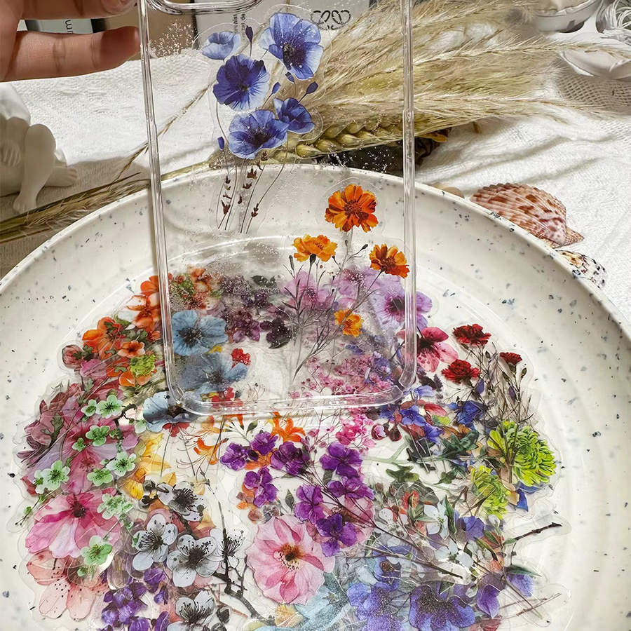 50 Stück YIIMANNER Tinte-Blumen-Aufkleber-Set, wasserfeste transparente PET-Aufkleber in Multicolour zur Dekoration von Notizbüchern und Broschüren - Bild 3
