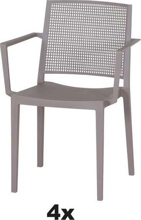 Siena Garden Stapelsessel-Set Square 4-teilig in Taupe aus Polypropylen und Glasfaser mit Armlehnen und UV-Beständigkeit