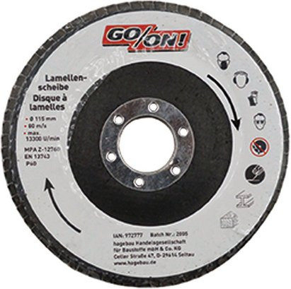 GO/ON! Lamellenscheiben-Set für Winkelschleifer zum Schleifen von Metall, Lack und Holz, Durchmesser: 115 mm, Schwarz - Bild 1