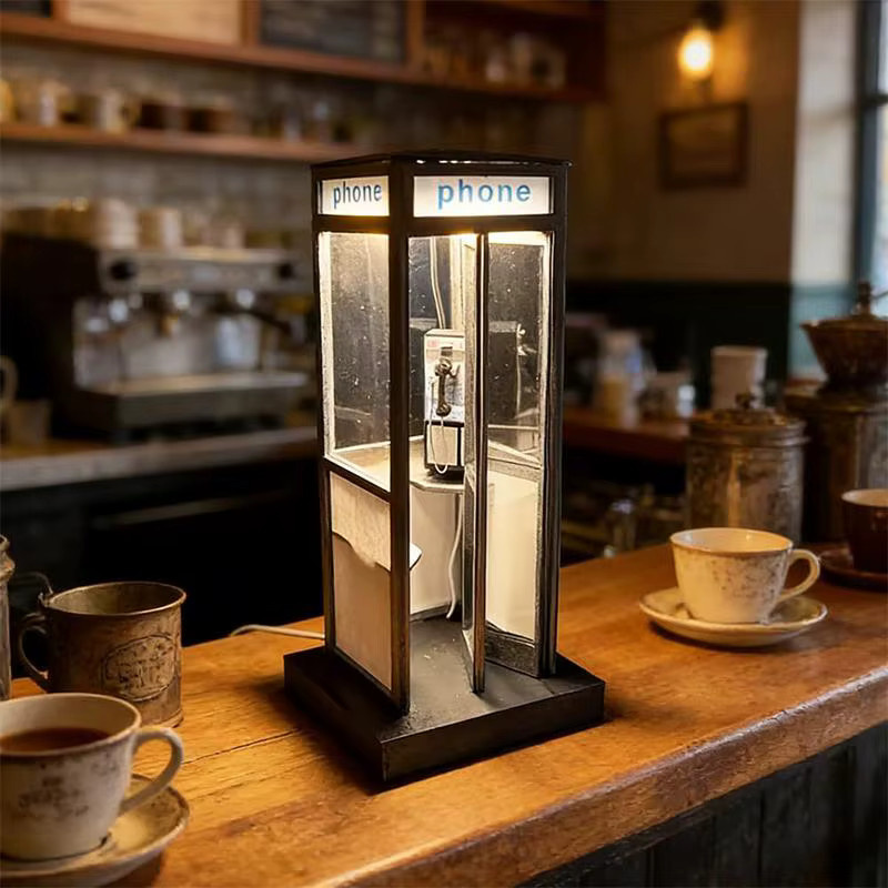 JETTING Retro-Vintage Telefonzellen-Tischlampe mit warmweißem integriertem LED-Licht - Bild 2