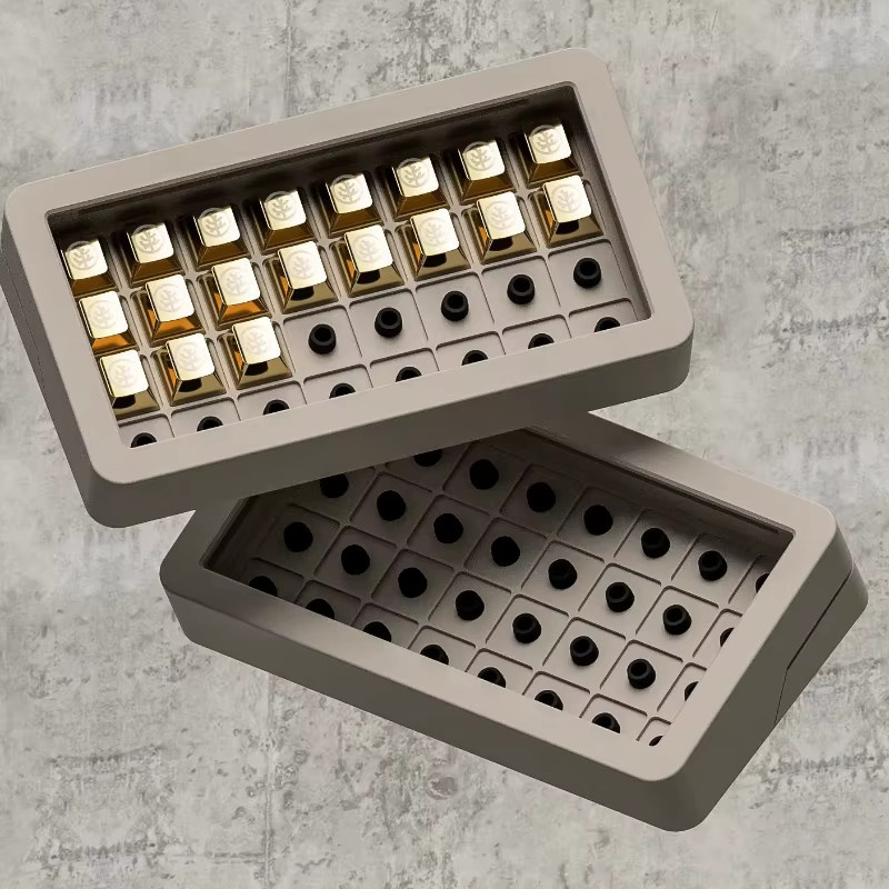MiFuny Puff32 Tastenkappen-Aufbewahrungsbox aus Silikon in Grau mit magnetischer Befestigung und staubdichter 1U Hülle für mechanische Tastaturen - Bild 1