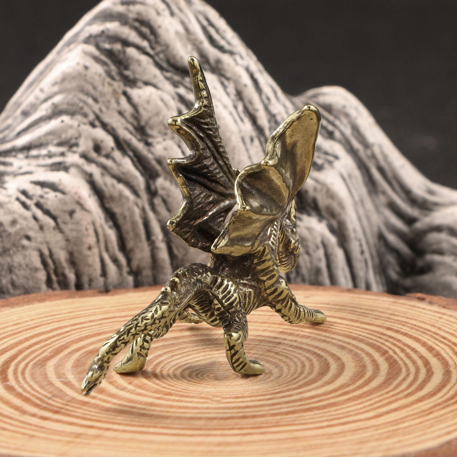 Yiran Furniture Böser Drachenlord Dämonischer Drache Desktop Miniaturfiguren Messing - Bild 2