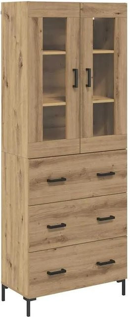 vidaXL Highboard 2-teilig Artisan Eiche in Braun mit Glastüren und Schubladen B: 69,5 cm, T: 34 cm, H: 180 cm - Bild 1