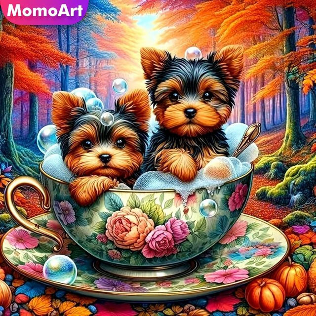 Momoart Diamant-Stickerei Set mit Hunde-Motiv, DIY Kreuzstich-Mosaik in Multicolour, B/B/B: 20 x 20 x 20 cm - Bild 1
