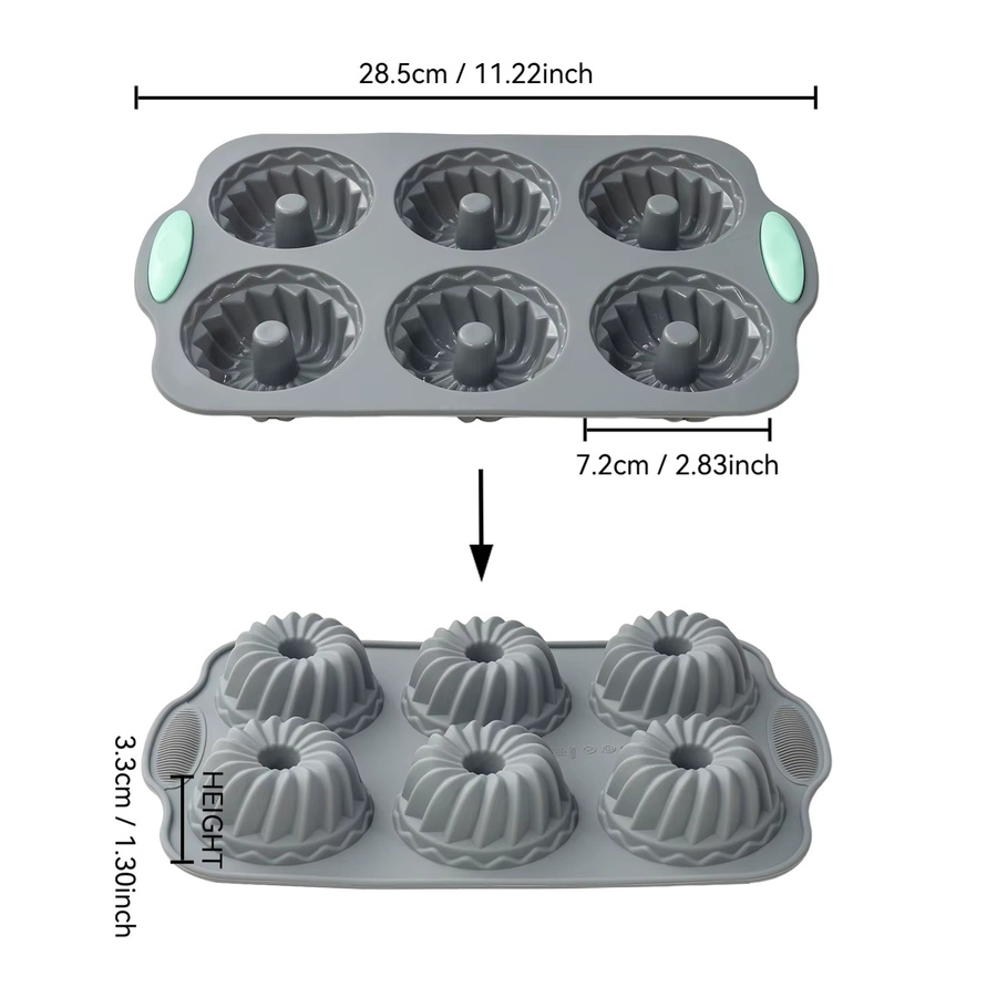 Venlohome 6-Loch-Donutform aus Silikon, antihaftbeschichtet, grau - Bild 3
