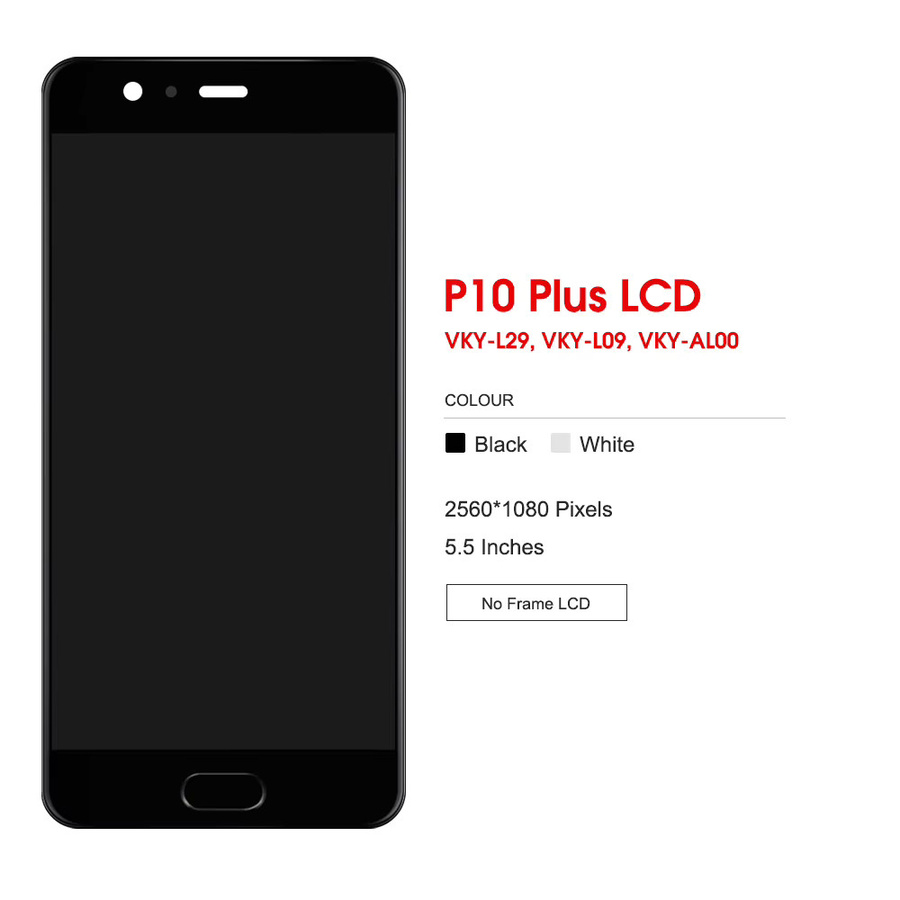 Huawei P10 Plus LCD Touch Screen Ersatz Display mit Rahmen in Schwarz für VKY-L09 und VKY-L29 - Bild 2