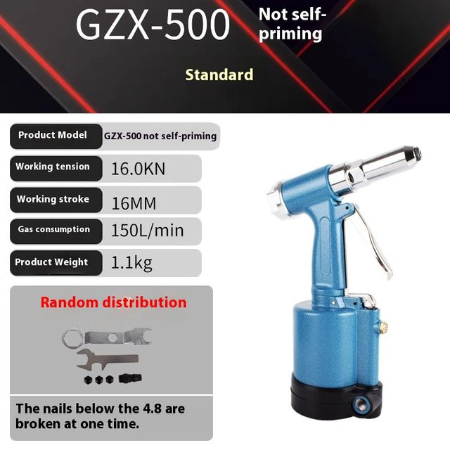 XMSJ Pneumatische Lufthydraulische Pop-Nietpistole Heavy Duty Air Riveter in Blau für Nietdurchmesser 2,4–5,0 mm - Bild 1
