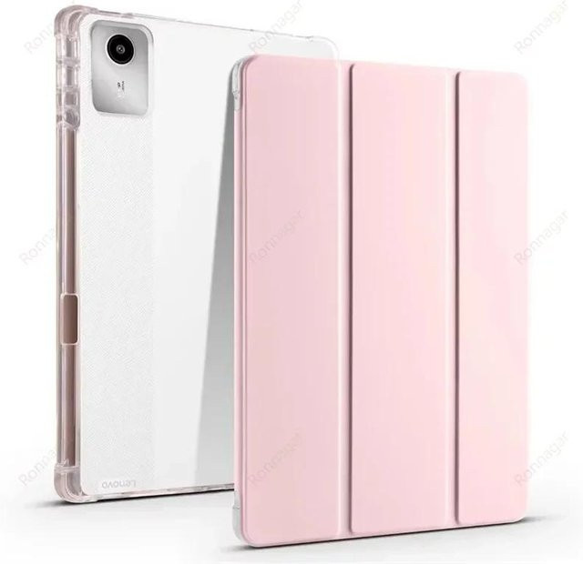 Schutzhülle für Lenovo Tab M11 TB330FU TB335FC und Xiaoxin Pad 2024 mit Stifthalter, schlankes faltbares Design mit transparenter Rückseite, Rosa - Bild 1