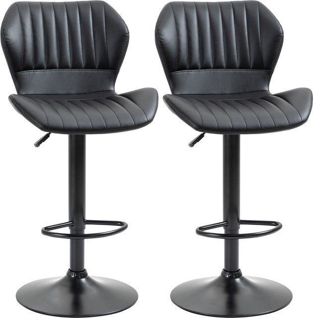 HOMCOM Barhocker 2er-Set aus Kunstleder in Schwarz, höhenverstellbar 90-110 cm, 360 Grad drehbar - Bild 1